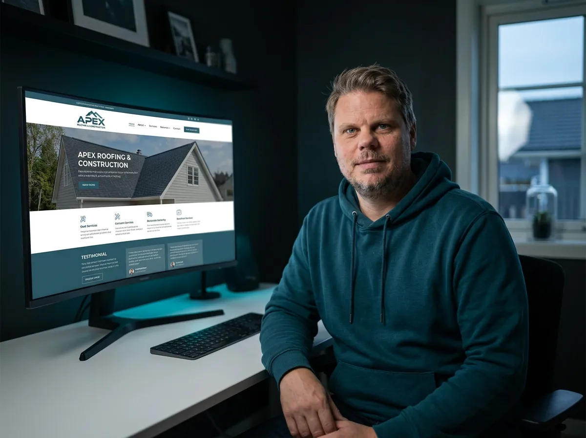 Jan Sverre Bauge bygger en moderne nettside for en lokal bedrift med AI